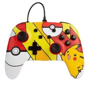 Nintendo Switch Pokemon Pikachu PowerA Enhanced Wired Controller White Red NWT